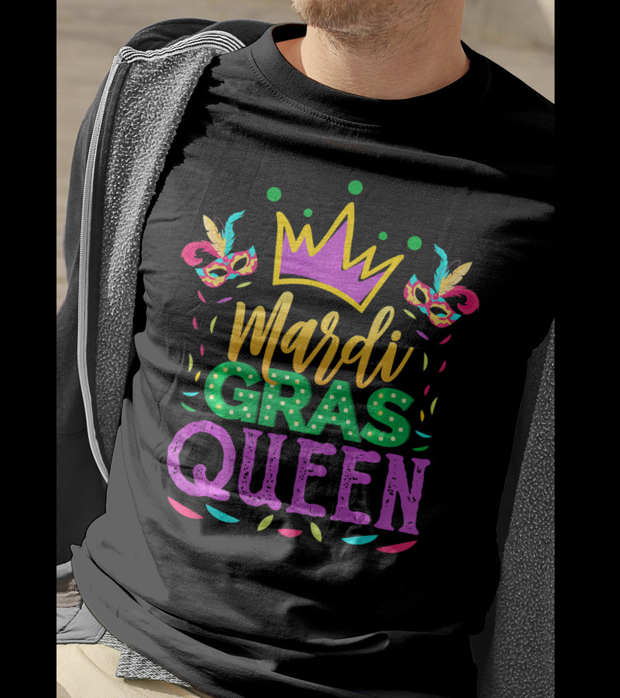 Mardi Gras Queen Crown Mask T-Shirt