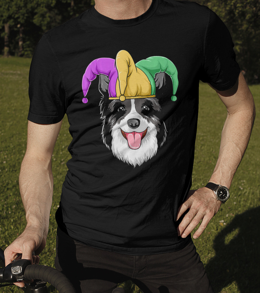 Mardi Gras Jester Hat Collie Carnival T-Shirt