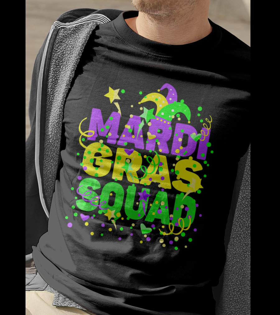 Mardi Gras Squad Stars And Celebration Elements T-Shirt