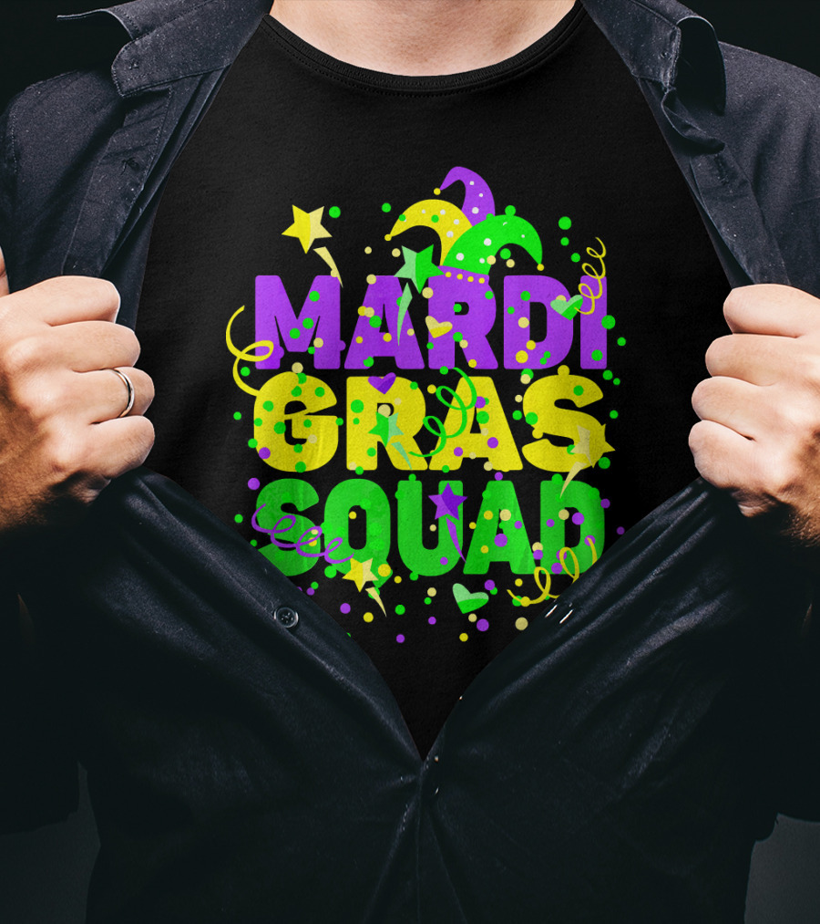 Mardi Gras Squad Stars And Celebration Elements T-Shirt