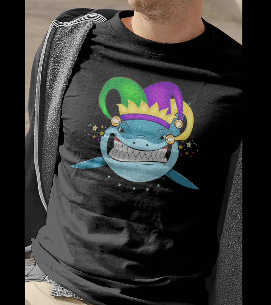 Shark Mardi Gras Jester Hat Festival For Boys And Girls T-Shirt