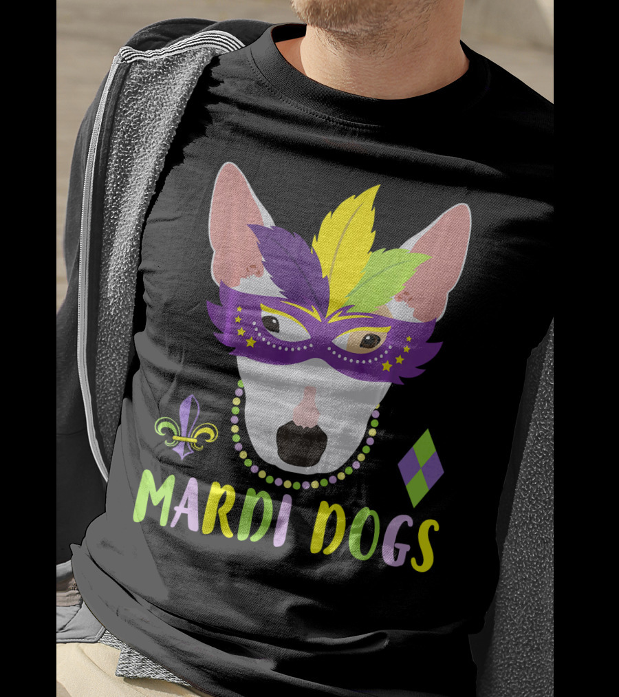 Bull Terrier Mardi Gras Costume Mardi Dogs T-Shirt