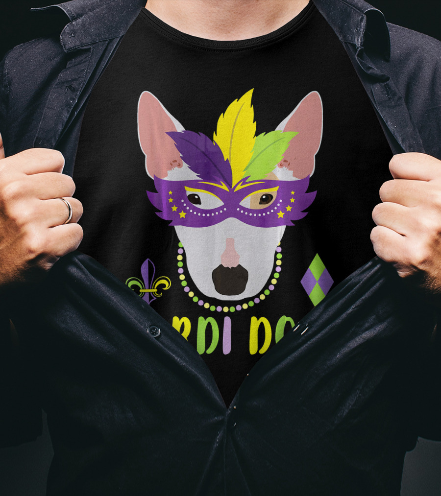 Bull Terrier Mardi Gras Costume Mardi Dogs T-Shirt
