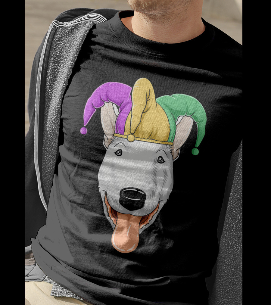 Mardi Gras Bull Terrier Jester Hat Carnival Bul T-Shirt