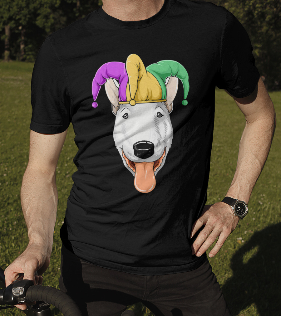 Mardi Gras Bull Terrier Jester Hat Carnival Bul T-Shirt