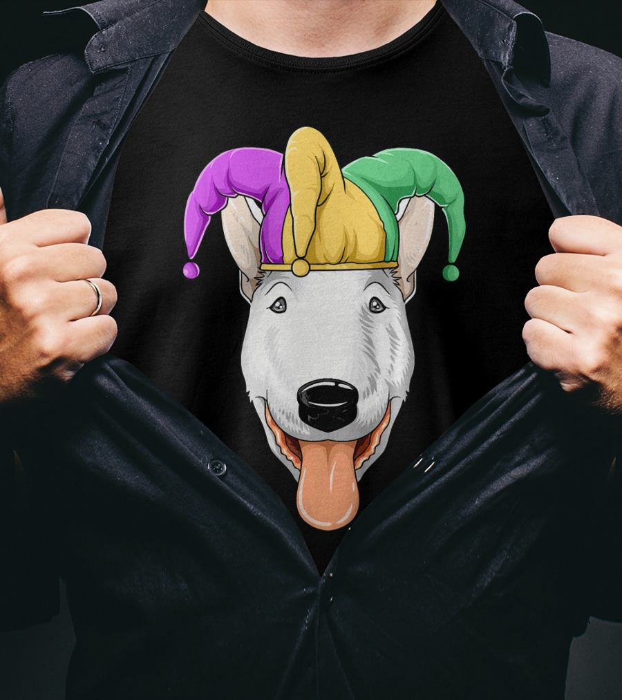 Mardi Gras Bull Terrier Jester Hat Carnival Bul T-Shirt
