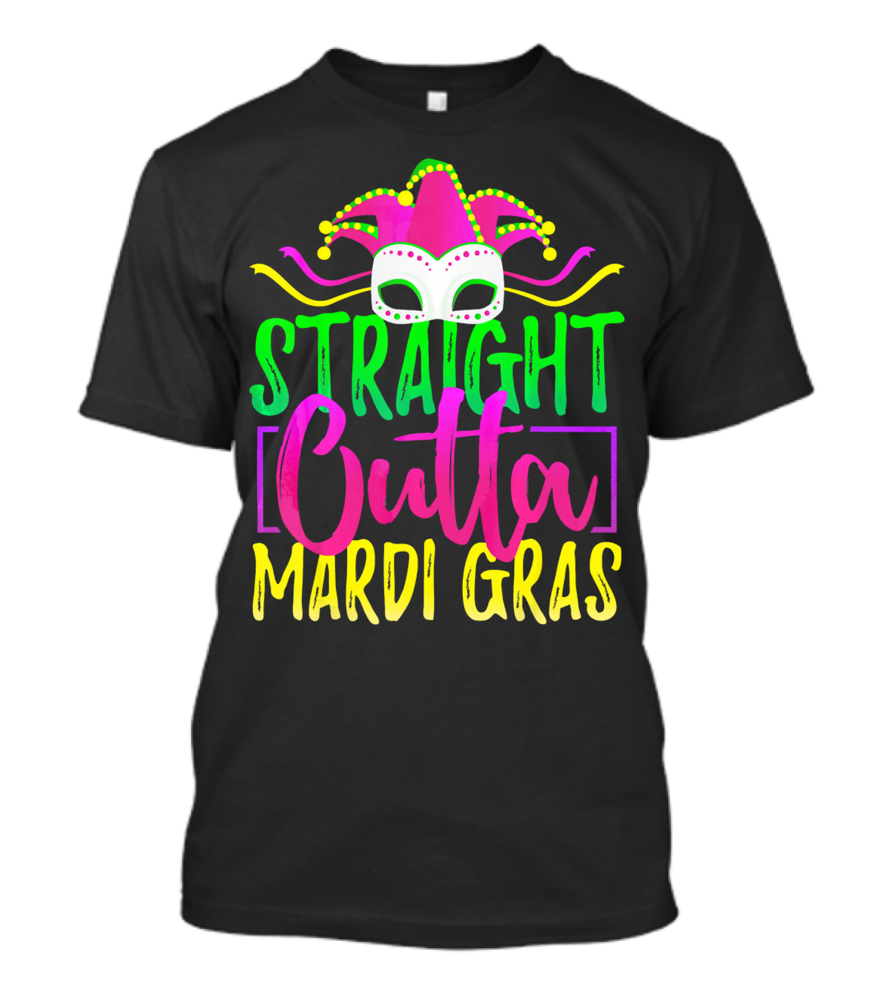 Straight Outta Mardi Gras New Orleans Jester Mask T-Shirt