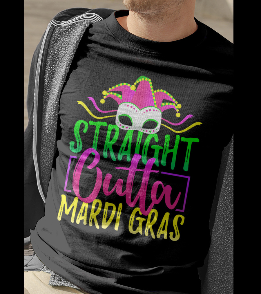 Straight Outta Mardi Gras New Orleans Jester Mask T-Shirt
