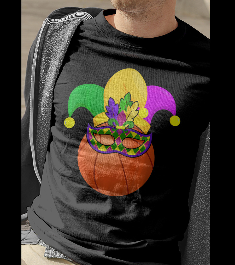 Basketball Carnival Mardi Gras Mask Jester Hat T-Shirt