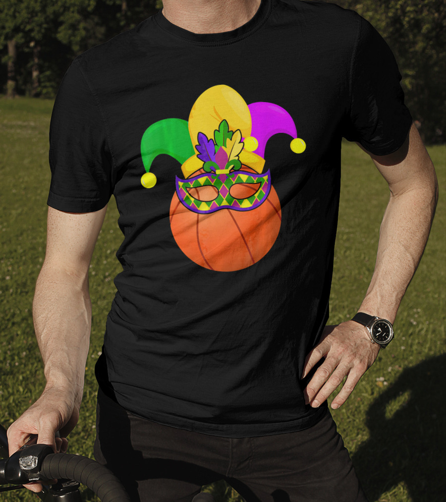 Basketball Carnival Mardi Gras Mask Jester Hat T-Shirt