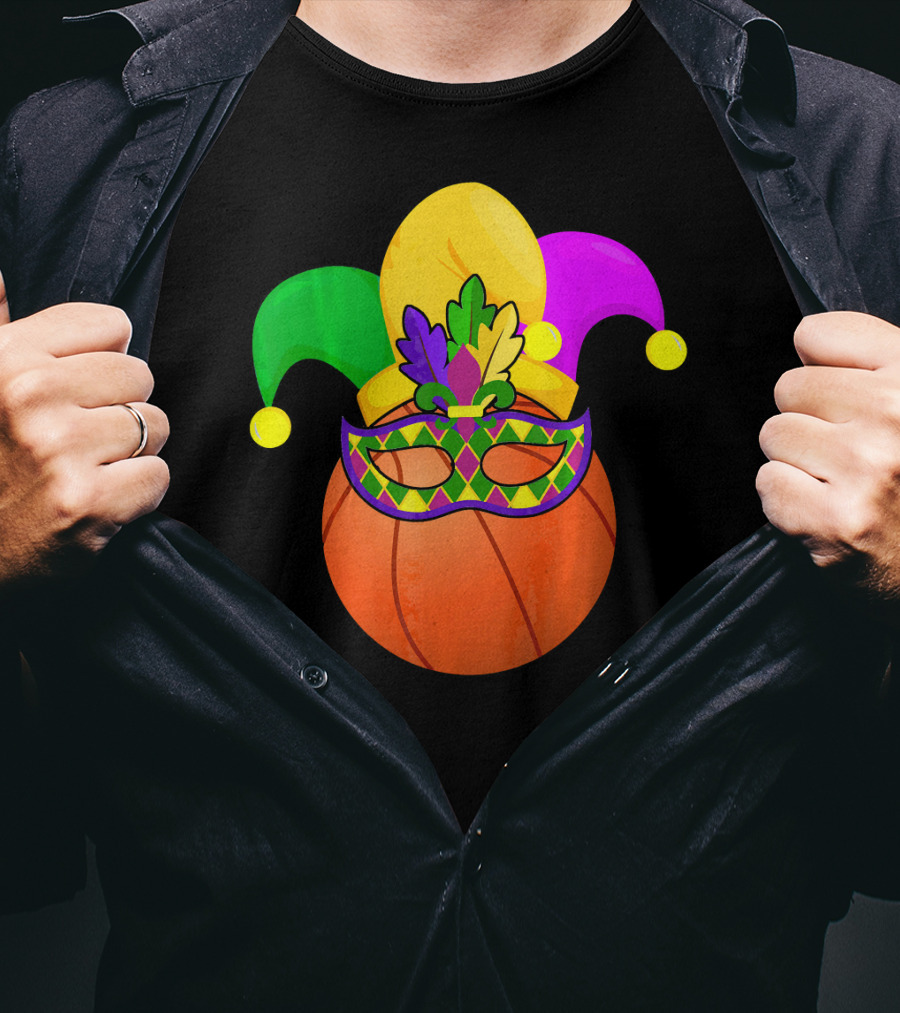 Basketball Carnival Mardi Gras Mask Jester Hat T-Shirt