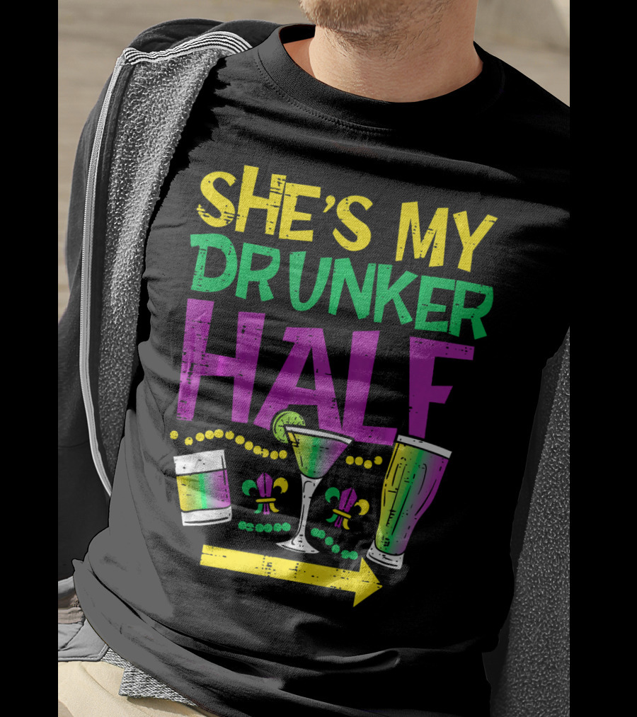 She's My Drunker Half Couple Matching Drink Icons T-Shirt