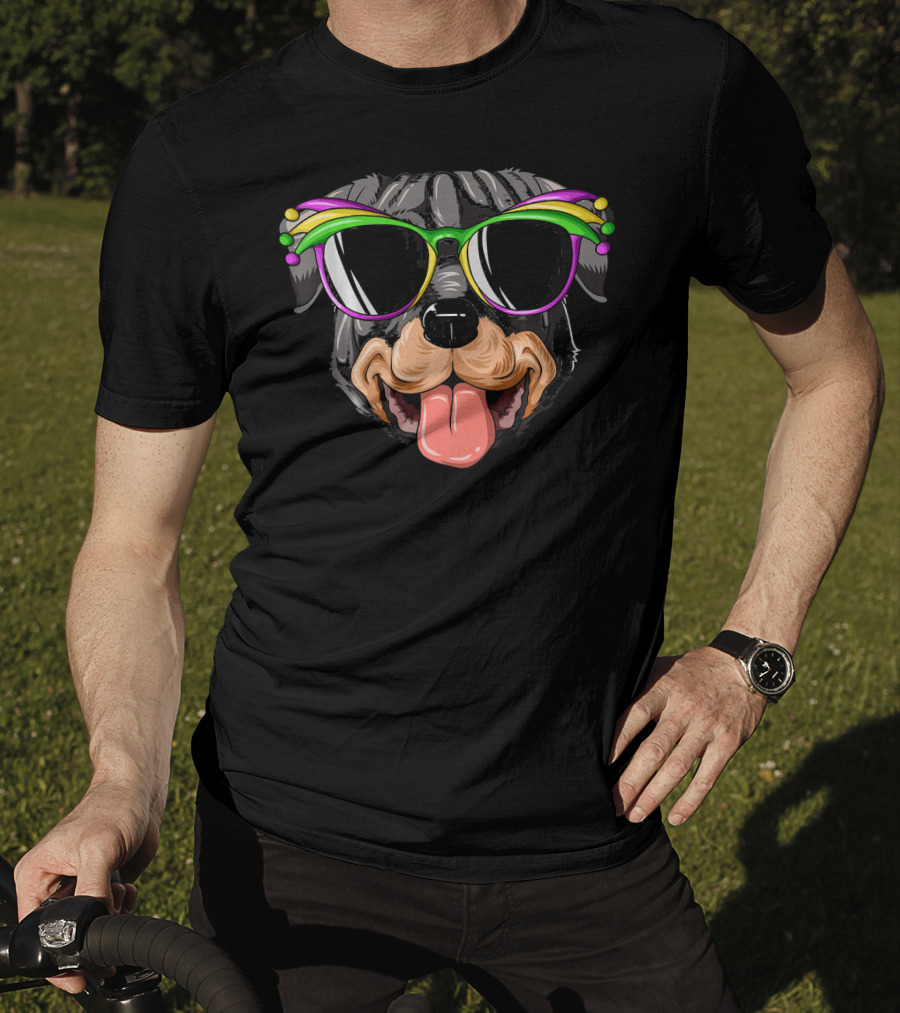 Rottweiler Mardi Gras Carnival Mask Sunglasses Rottweiler T-Shirt