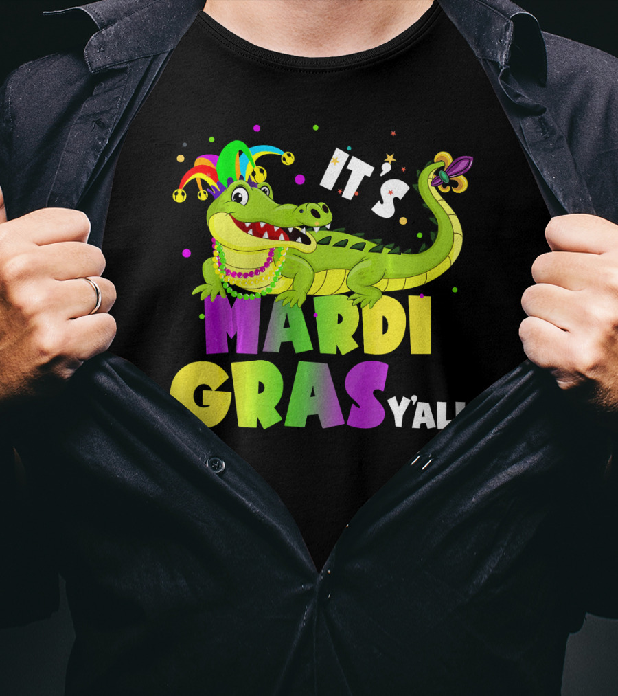 It's Mardi Gras Y'all Funny Alligator Crocodile T-Shirt