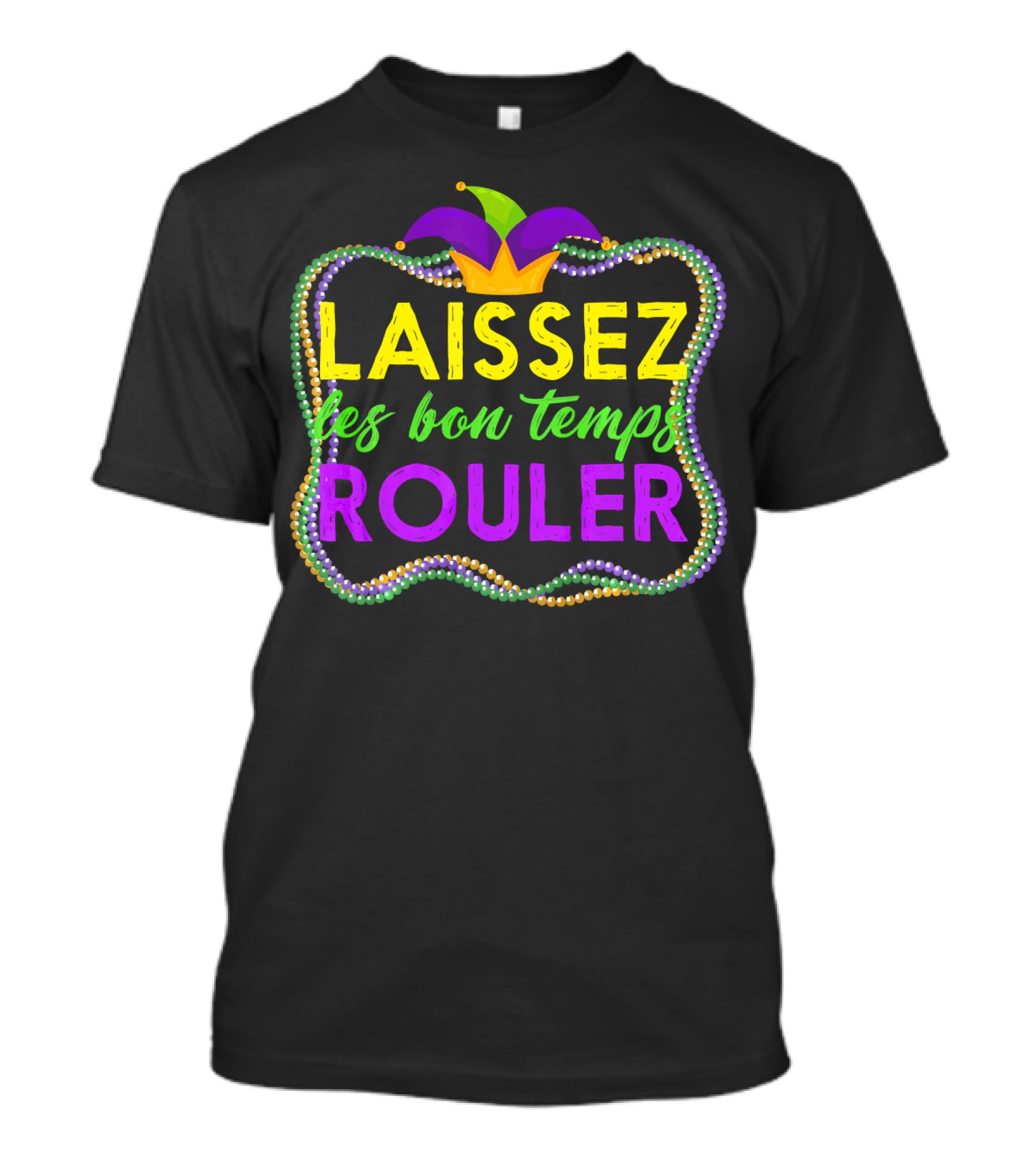 Mardi Gras Laissez Les Bon Temps Rouler Jester Hat Beads T-Shirt