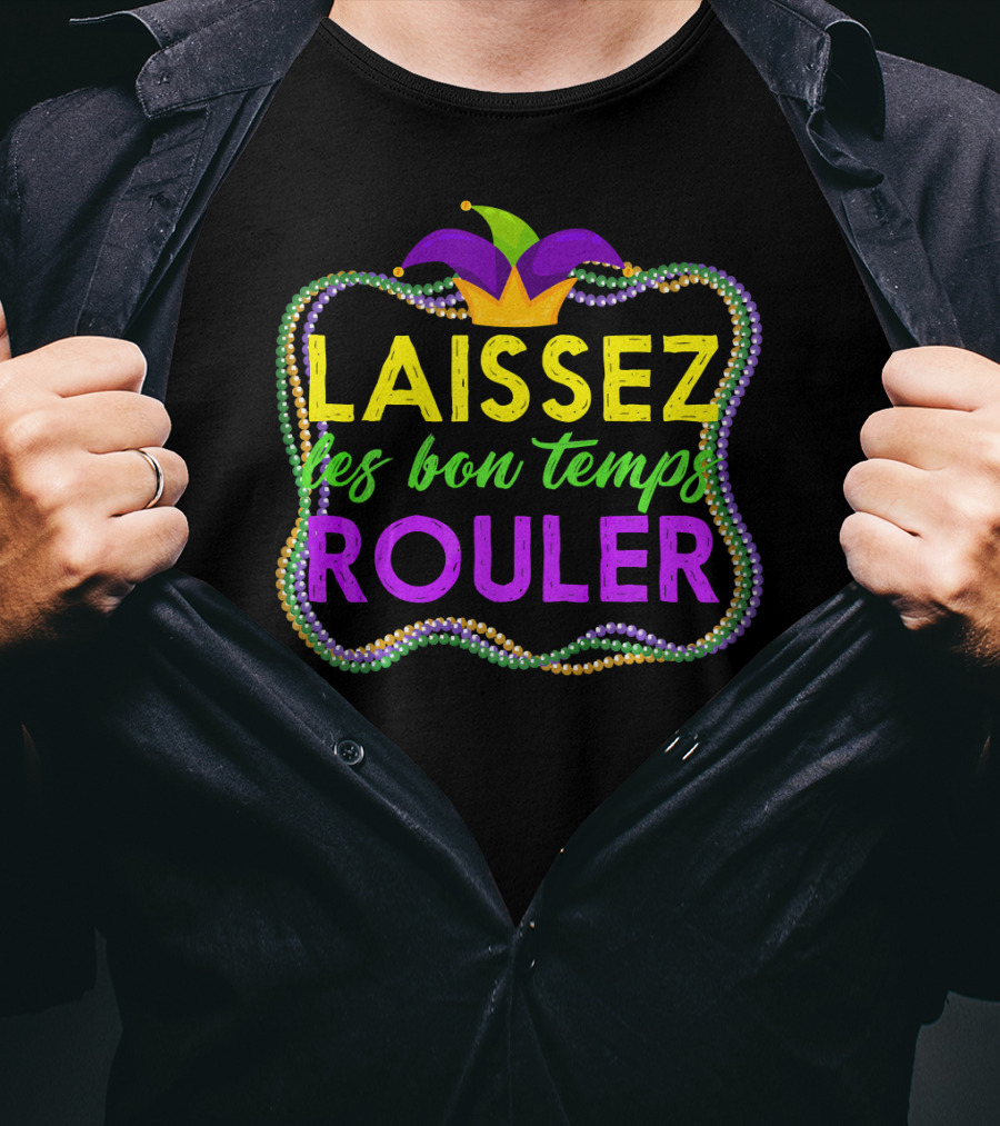 Mardi Gras Laissez Les Bon Temps Rouler Jester Hat Beads T-Shirt