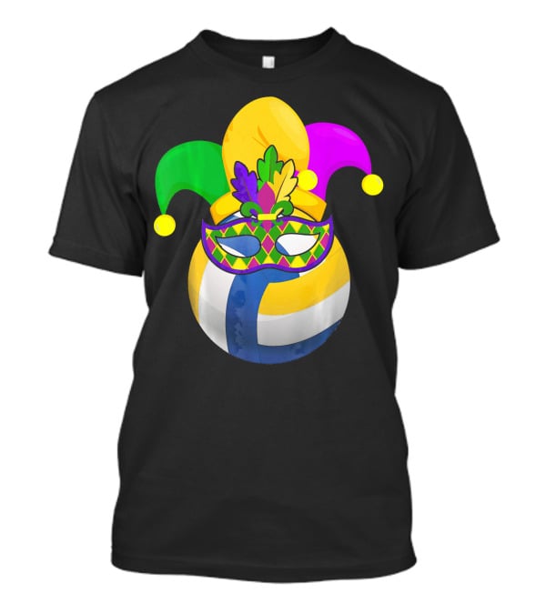 Volleyball Mardi Gras Jester Mask Carnival Ball T-Shirt