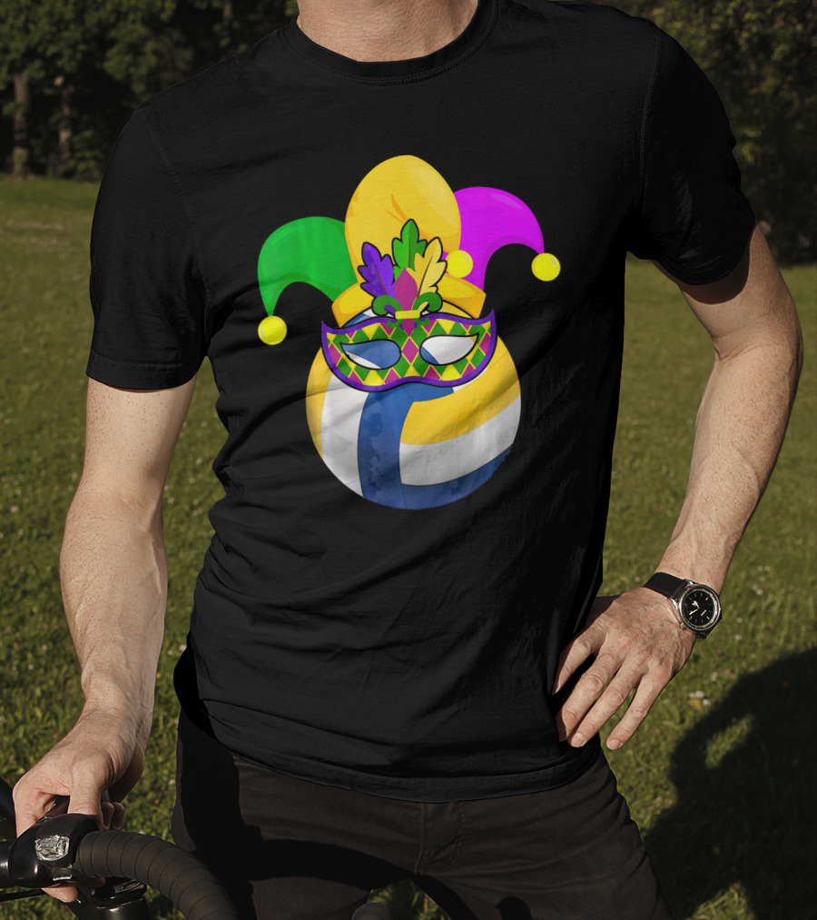 Volleyball Mardi Gras Jester Mask Carnival Ball T-Shirt