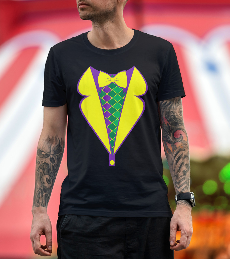 Mardi Gras Tuxedo Bow Tie Costume T-Shirt