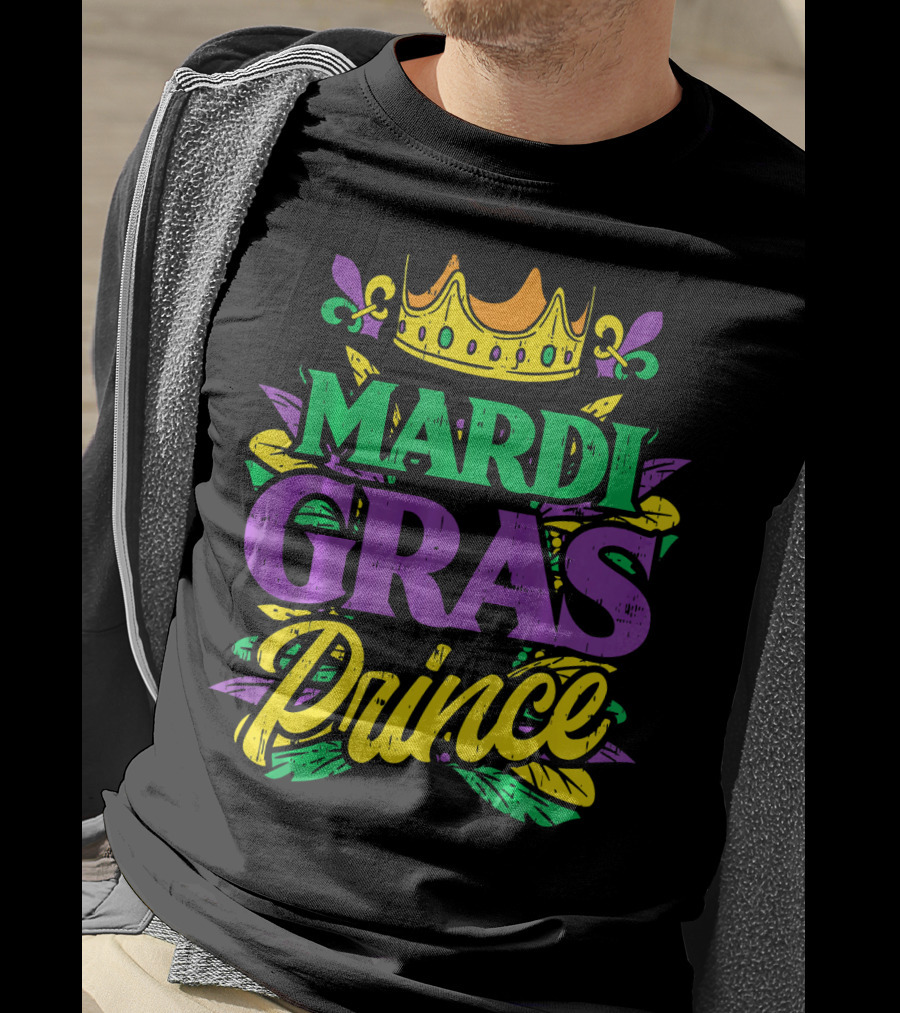 Mardi Gras Prince Crown Fleur-de-Lis Funny Carni T-Shirt