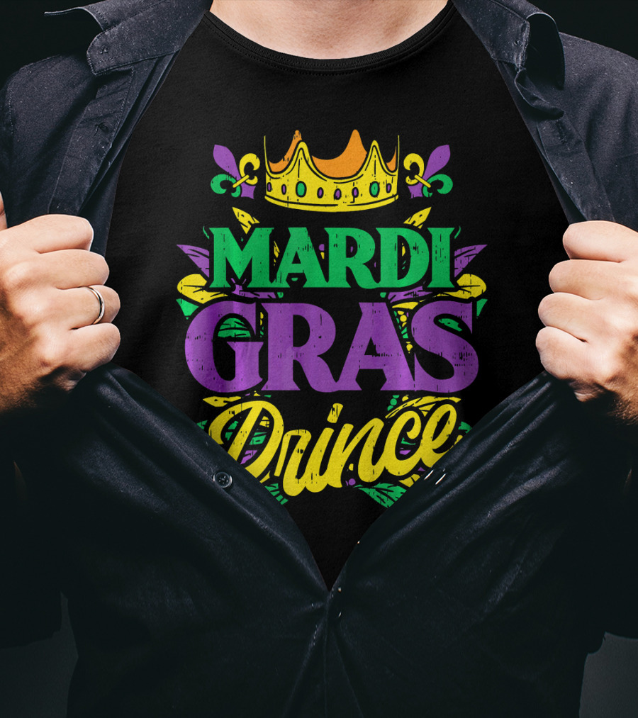 Mardi Gras Prince Crown Fleur-de-Lis Funny Carni T-Shirt