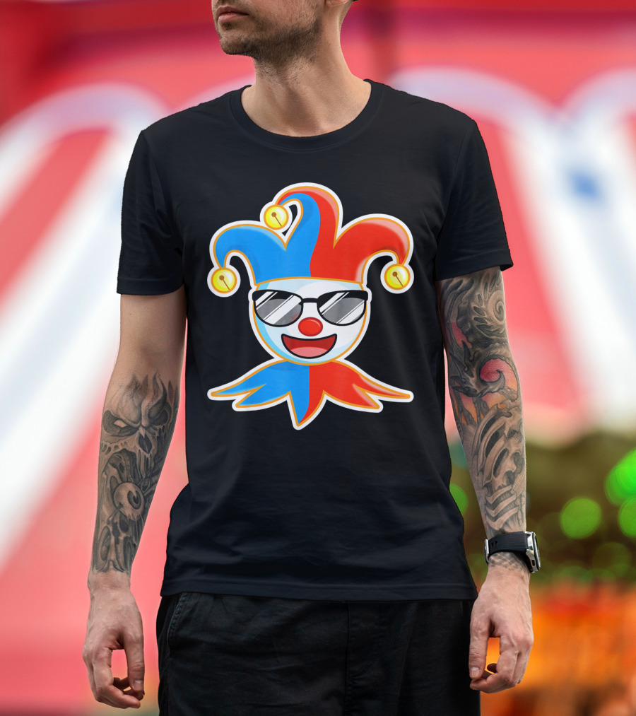 Joker Sunglasses Laughing Clown Jester Hat T-Shirt