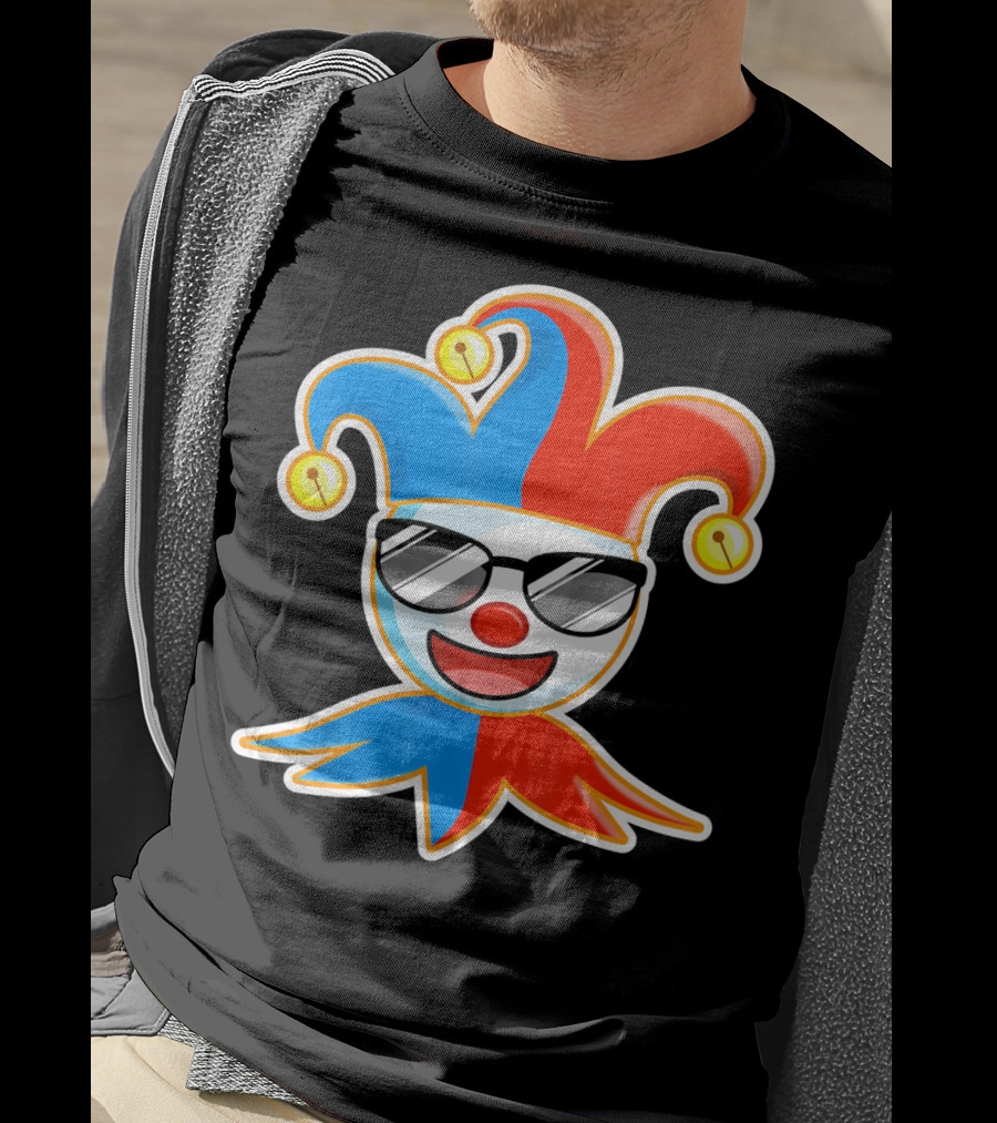 Joker Sunglasses Laughing Clown Jester Hat T-Shirt