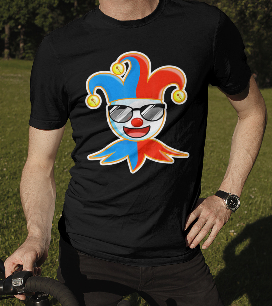Joker Sunglasses Laughing Clown Jester Hat T-Shirt