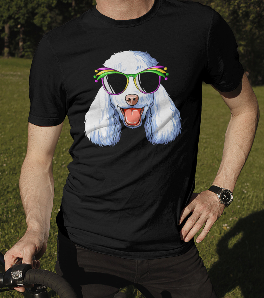 Poodle Mardi Gras Carnival Mask Sunglasses Happy Poodle T-Shirt