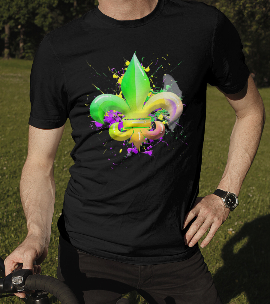 Mardi Gras Fleur De Lis Colorful Splash T-Shirt