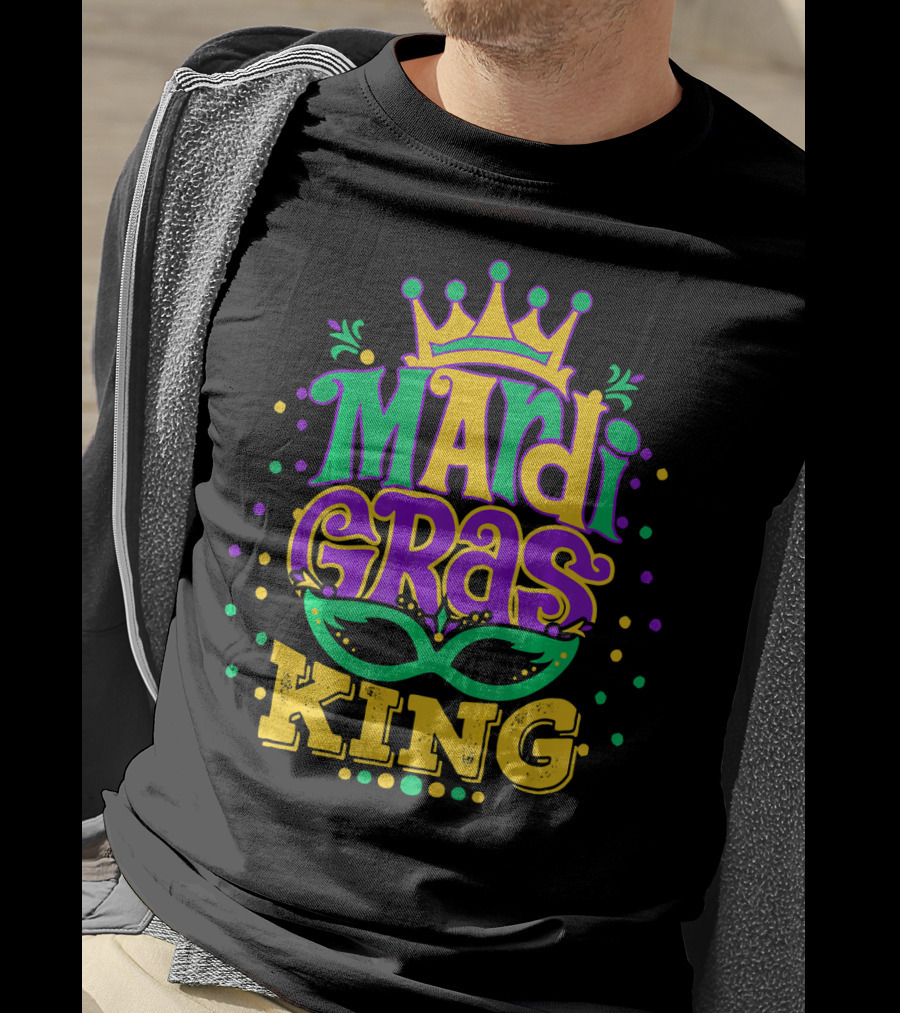Mardi Gras King Crown Mask Confetti T-Shirt