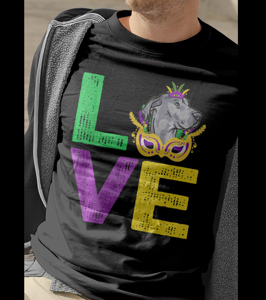 Love Cute Dane Dog Mardi Gras Dog Dad T-Shirt