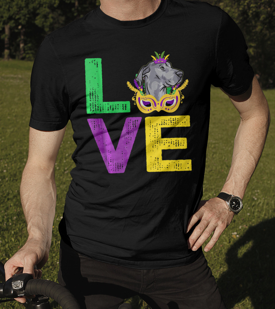 Love Cute Dane Dog Mardi Gras Dog Dad T-Shirt