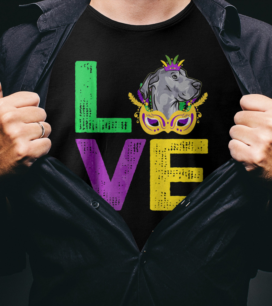 Love Cute Dane Dog Mardi Gras Dog Dad T-Shirt