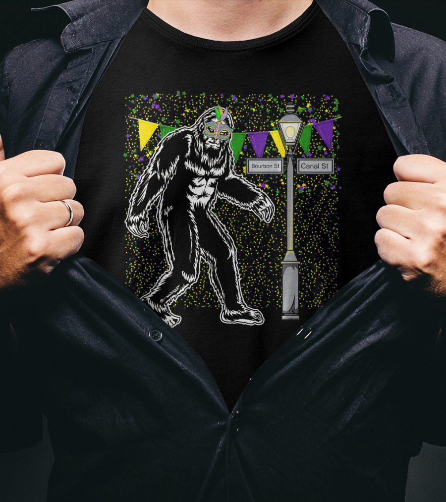 Bigfoot Mardi Gras Bourbon Street Canal Street Costume T-Shirt