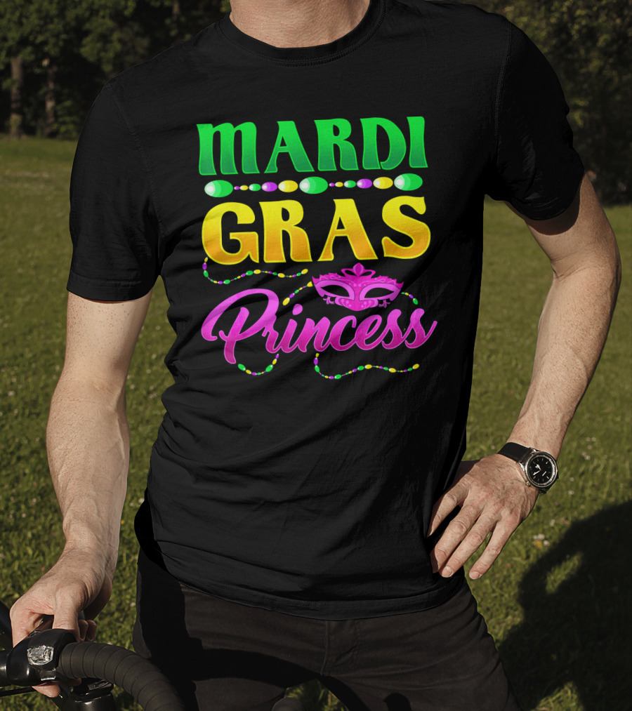 Mardi Gras Princess Cute Mask Beads T-Shirt
