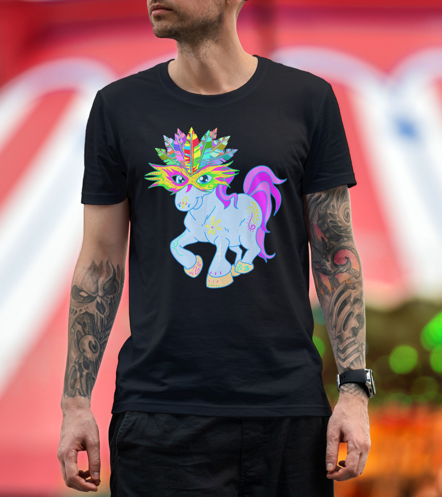 Mardi Gras Unicorn Mask Shrove Tuesday Horse T-Shirt