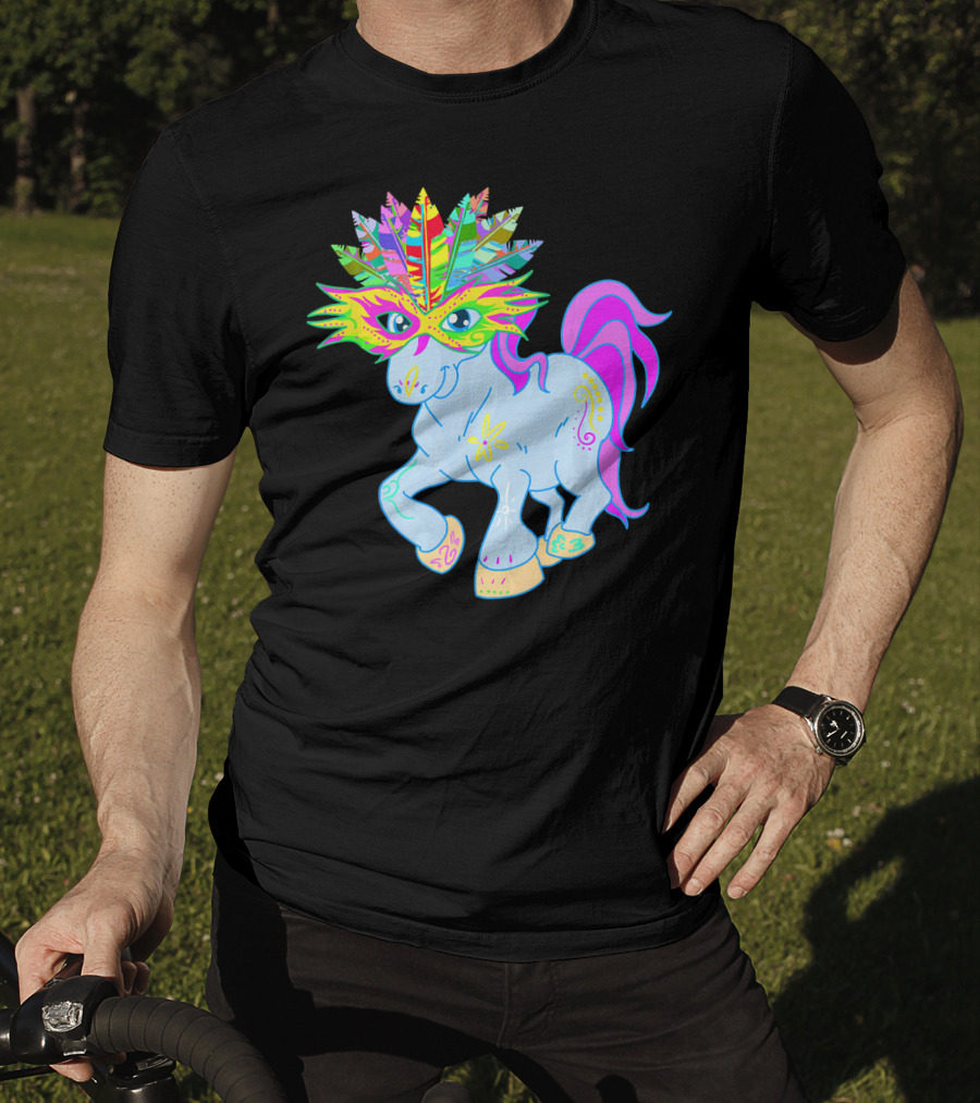 Mardi Gras Unicorn Mask Shrove Tuesday Horse T-Shirt