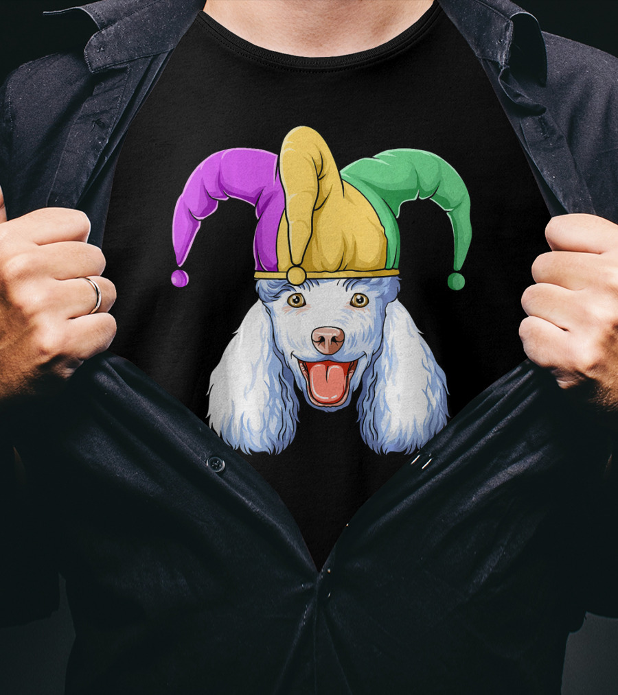 Mardi Gras Poodle Jester Hat Carnival Poodle T-Shirt