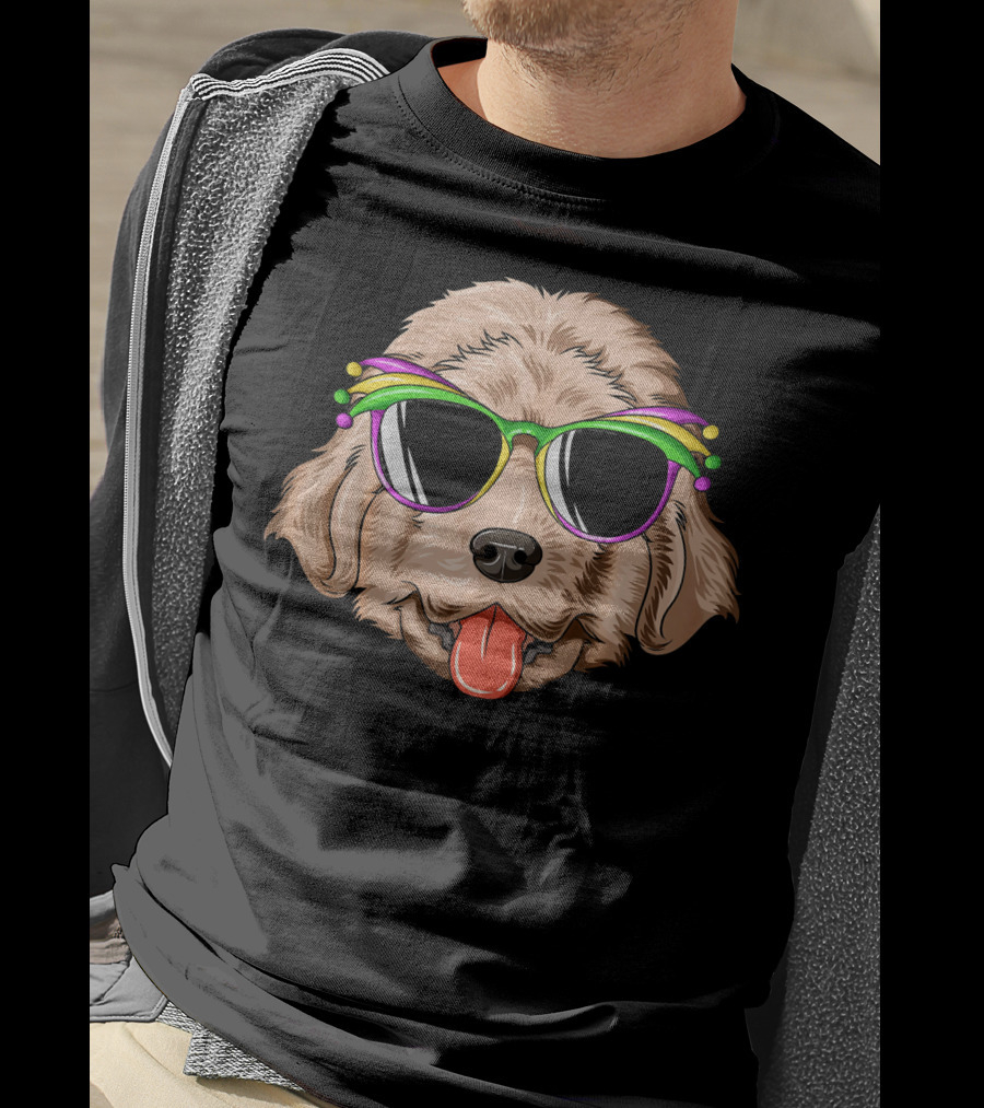 Newfoundland Dog Mardi Gras Carnival Mask Sunglasses T-Shirt