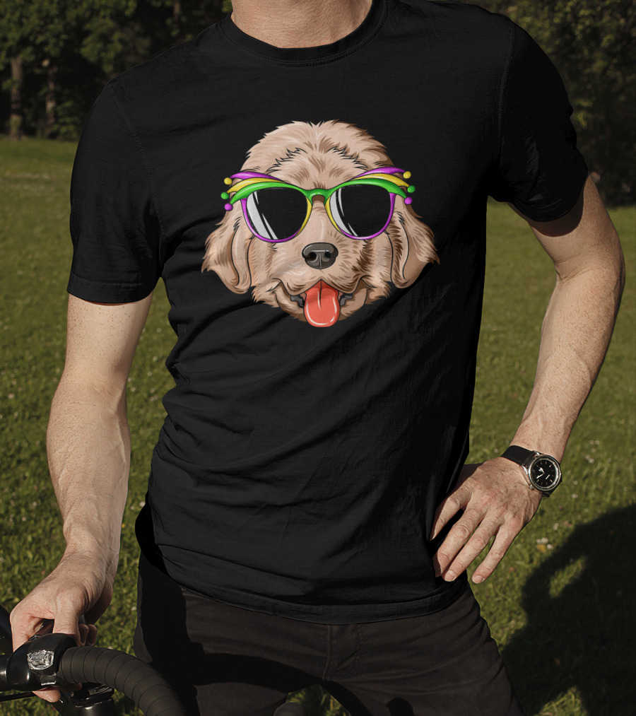 Newfoundland Dog Mardi Gras Carnival Mask Sunglasses T-Shirt