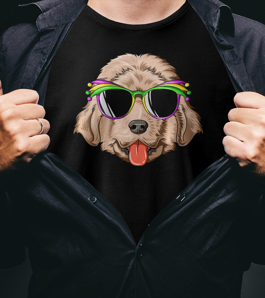 Newfoundland Dog Mardi Gras Carnival Mask Sunglasses T-Shirt