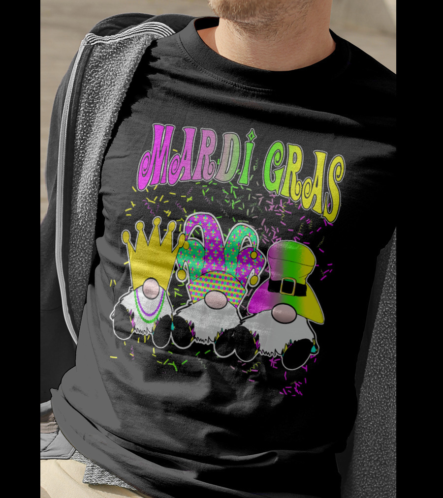 Mardi Gras Gnomes With Jester Hat And Crown T-Shirt