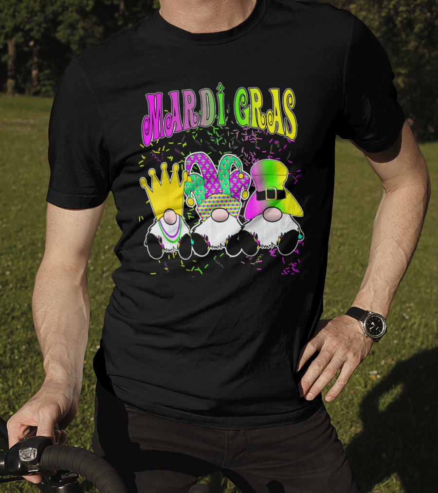 Mardi Gras Gnomes With Jester Hat And Crown T-Shirt