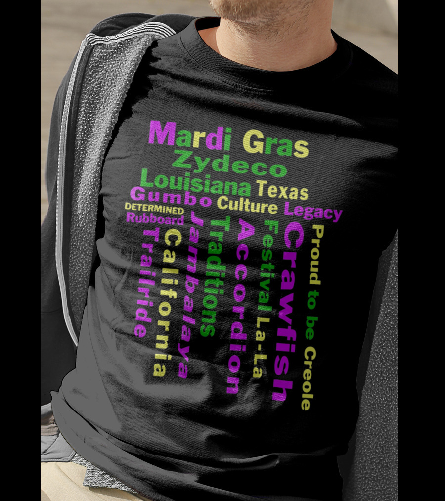 Mardi Gras Zydeco Louisiana Texas Gumbo Culture Traditions Accordion Crawfish Trailride Jambalaya Creole T-Shirt