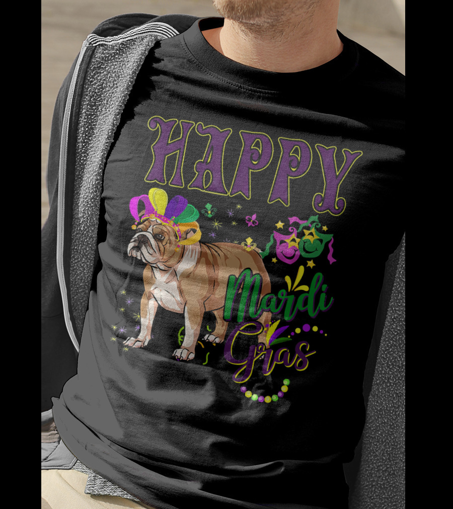 Happy Mardi Gras English Bulldog T-Shirt