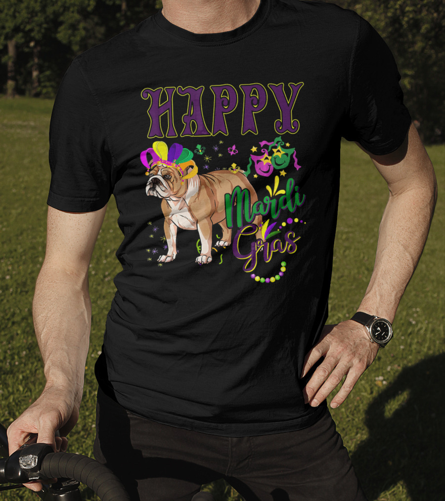 Happy Mardi Gras English Bulldog T-Shirt