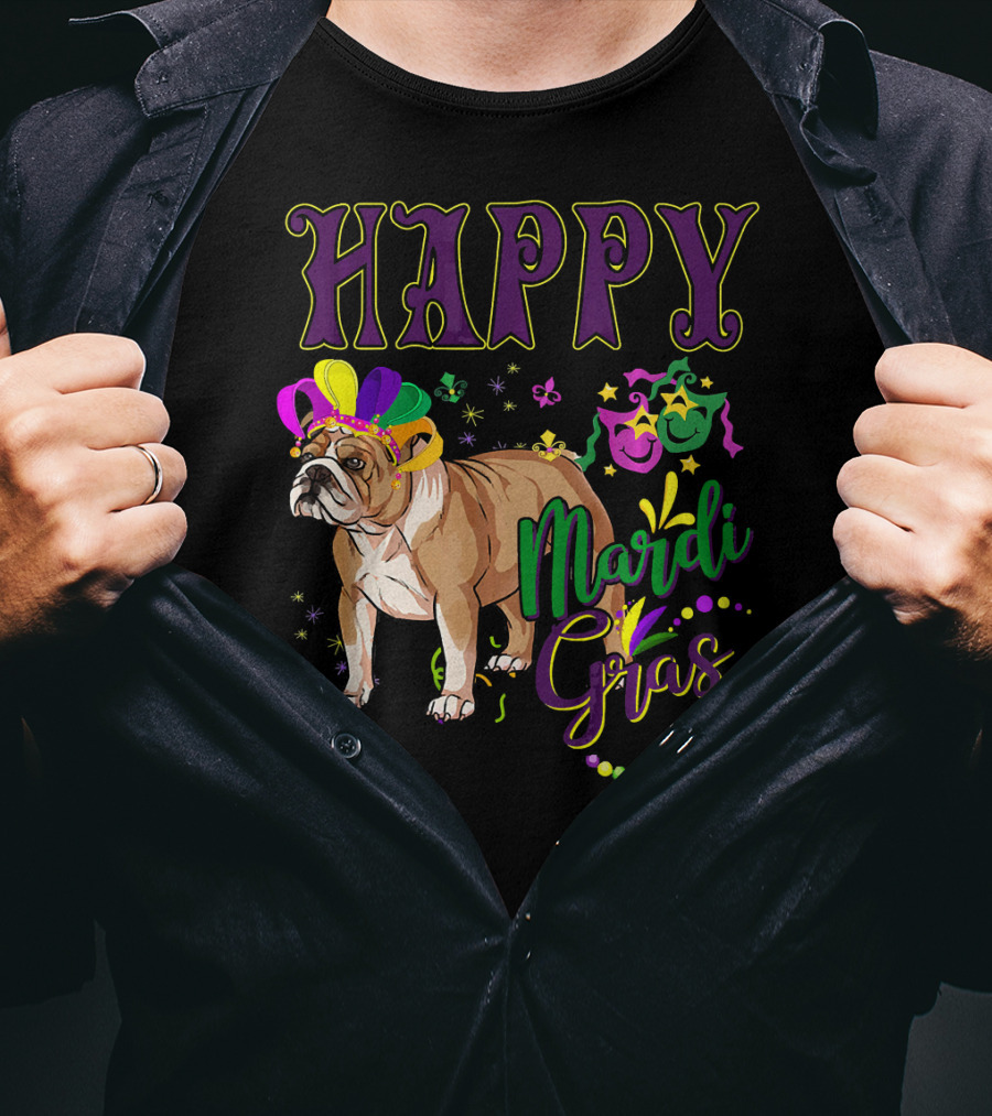 Happy Mardi Gras English Bulldog T-Shirt