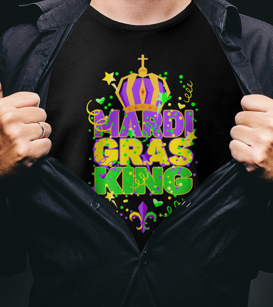 Mardi Gras King Crown Colorful T-Shirt
