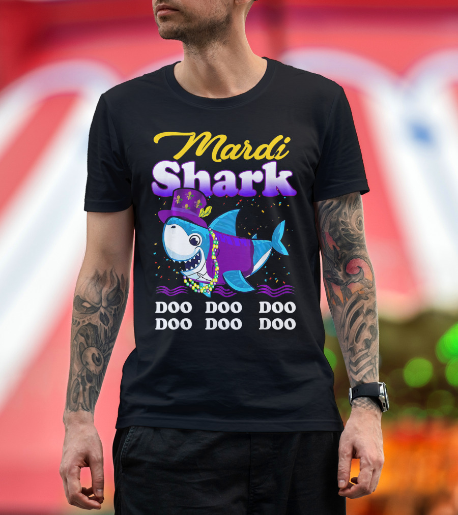 Mardi Shark Doo Doo Doo Doo Funny Mardi Gras T-Shirt